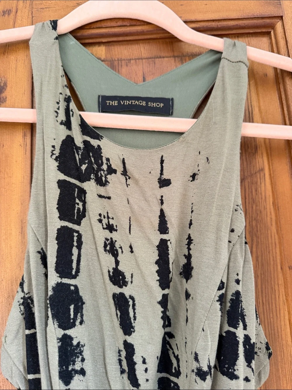 The Vintage Shop Olive and Black Sleeveless Maxi Dress